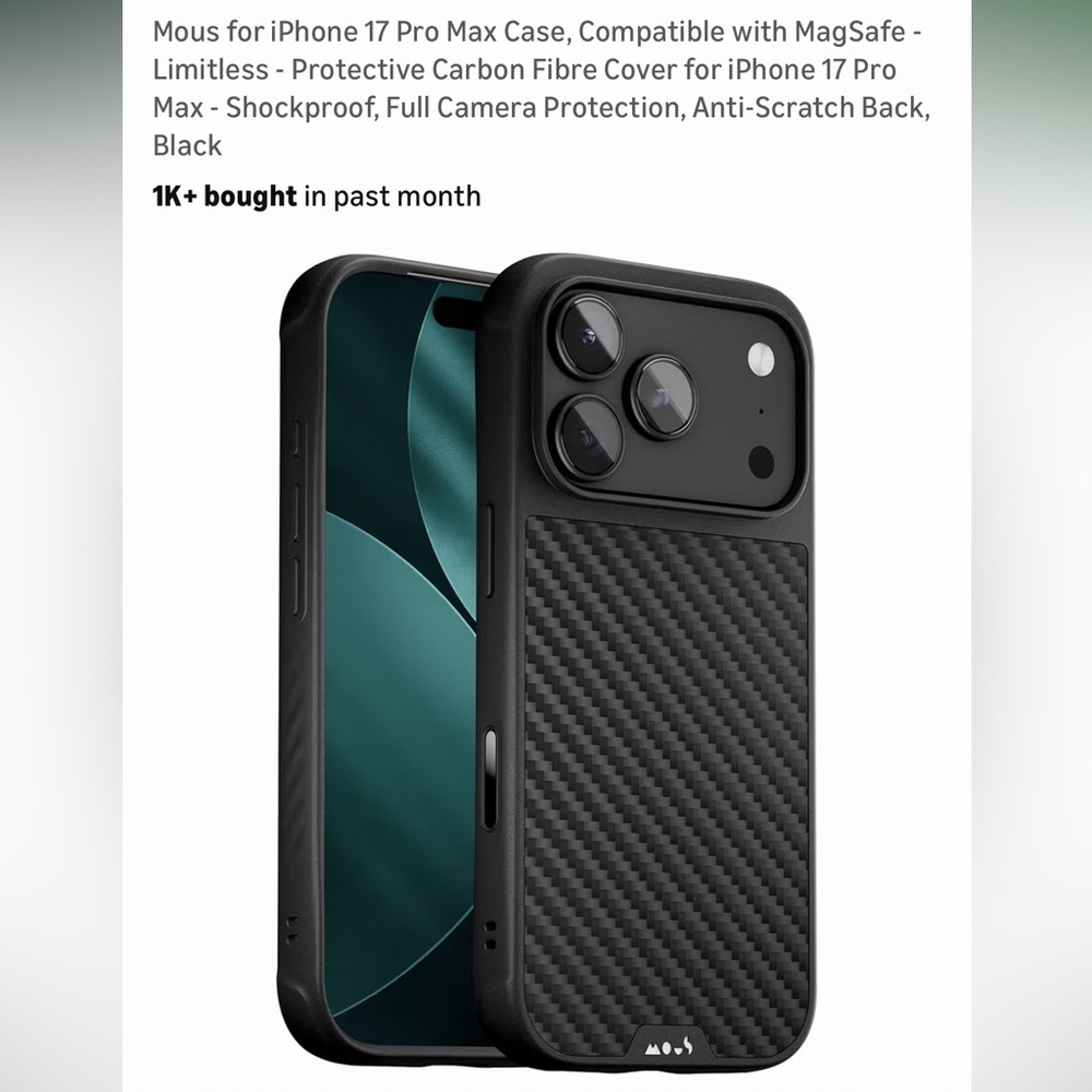NWT IPhone 17 pro max, MagSafe, carbon fiber phone case